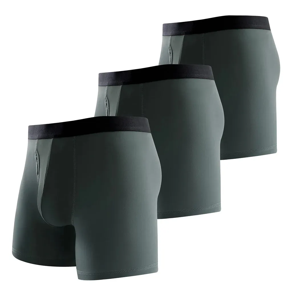 3 Pcs Men's Underwear Trunks Boxer, Dark Grey