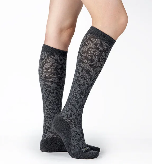 76% Rich Merino Wool Everyday Compression Socks (15-20mmHg) - Floral