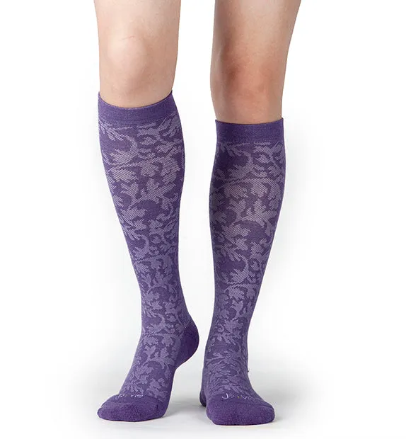 76% Rich Merino Wool Everyday Compression Socks (15-20mmHg) - Floral