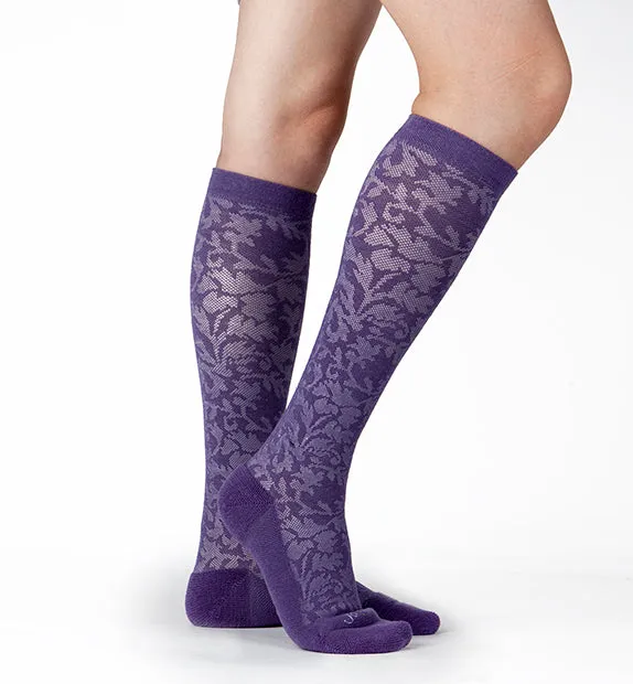 76% Rich Merino Wool Everyday Compression Socks (15-20mmHg) - Floral