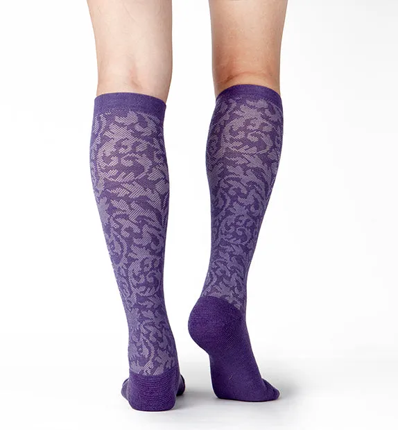 76% Rich Merino Wool Everyday Compression Socks (15-20mmHg) - Floral