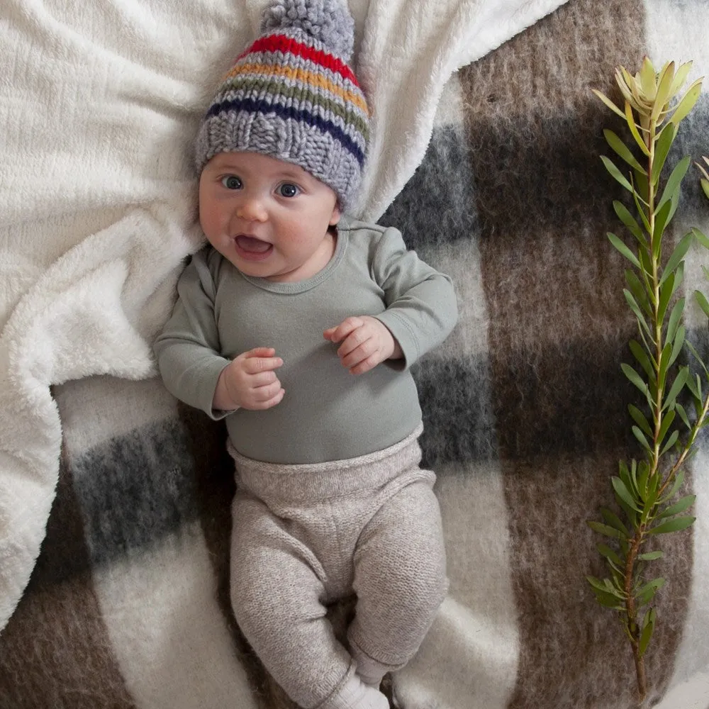 Acorn Kids: Rainbow Stripe Beanie Grey