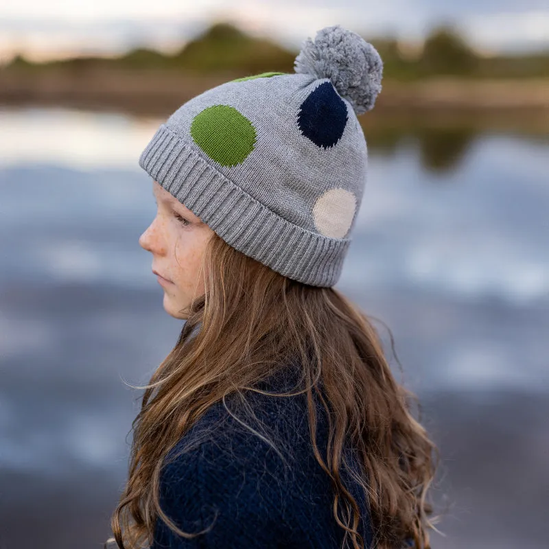 Acorn Spots Merino Beanie - Grey