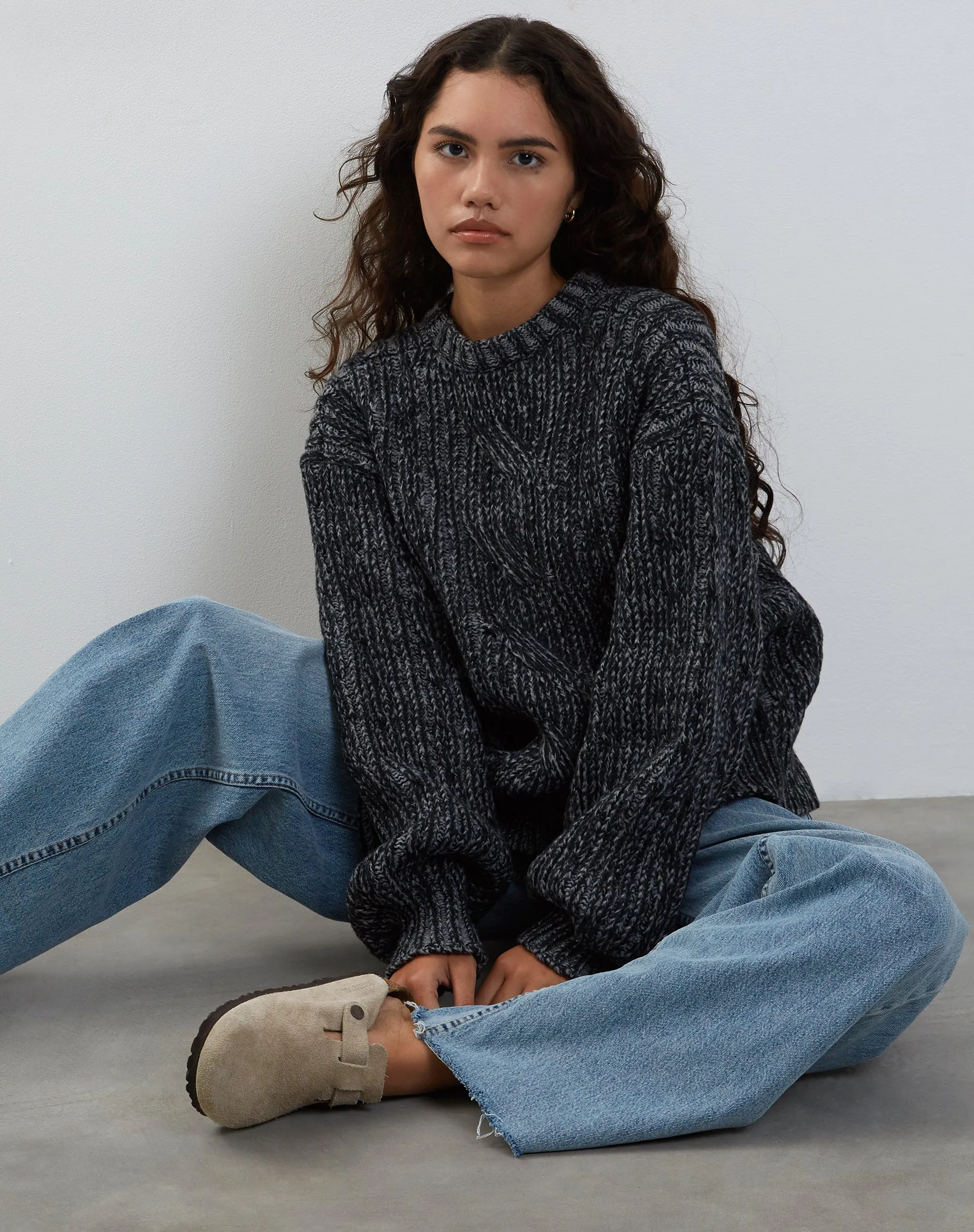 Amieta Knitted Jumper in Shadow Grey