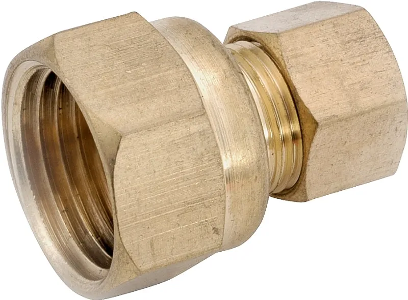 Anderson Metals 750066-0604 Pipe Connector, 3/8 x 1/4 in, Compression x Female, Brass, 200 psi Pressure :EA: QUANTITY: 10