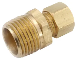 Anderson Metals 750068-0408 Pipe Connector, 1/4 x 1/2 in, Compression x MPT, Brass, 300 psi Pressure :EA: QUANTITY: 1