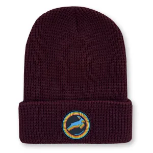 Antelope Waffle Knit Beanie in Burgundy