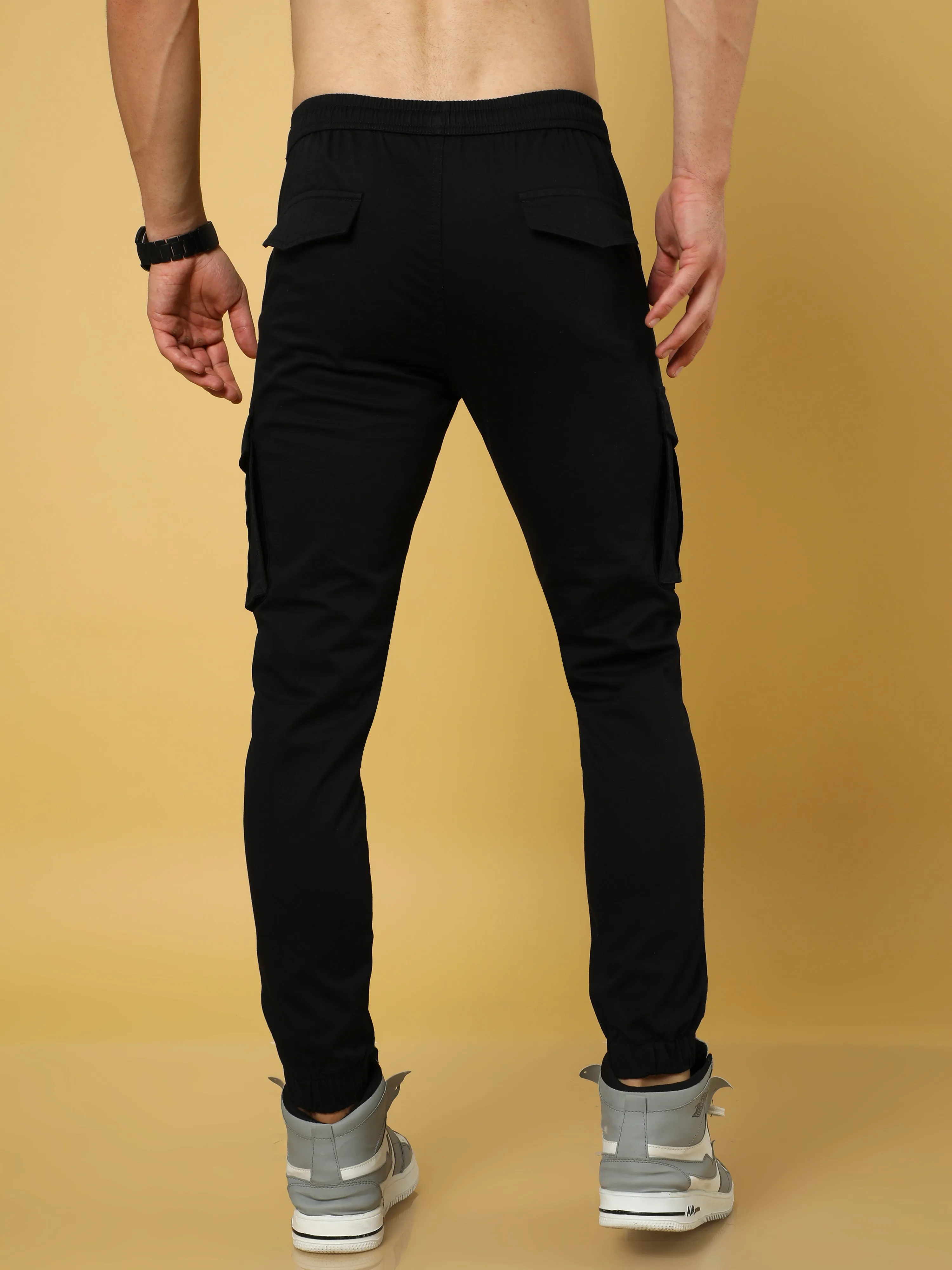 Authentic Black Cargo Cotton Joggers