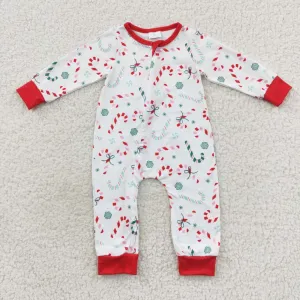 baby girl Christmas candy white zipper onesie LR0506