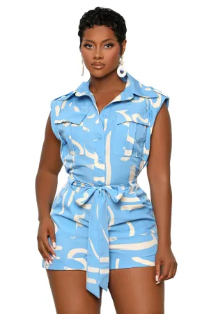 Basic Art Romper (Blue)-FINAL SALE