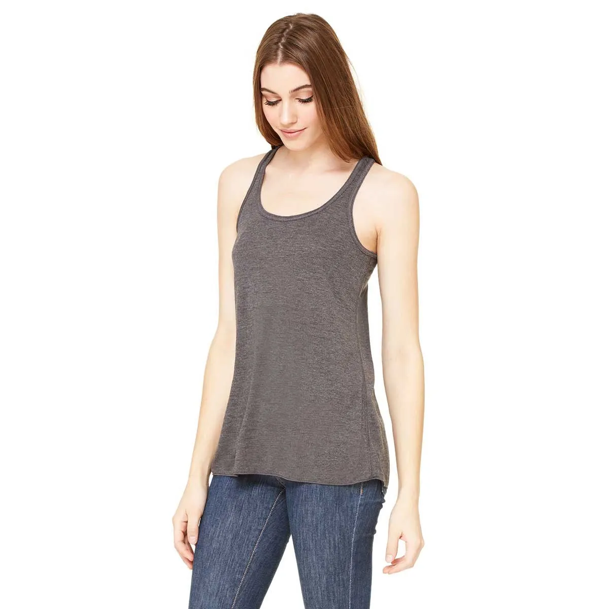 Bella   Canvas Women's Dark Grey Heather Flowy Racerback Tank