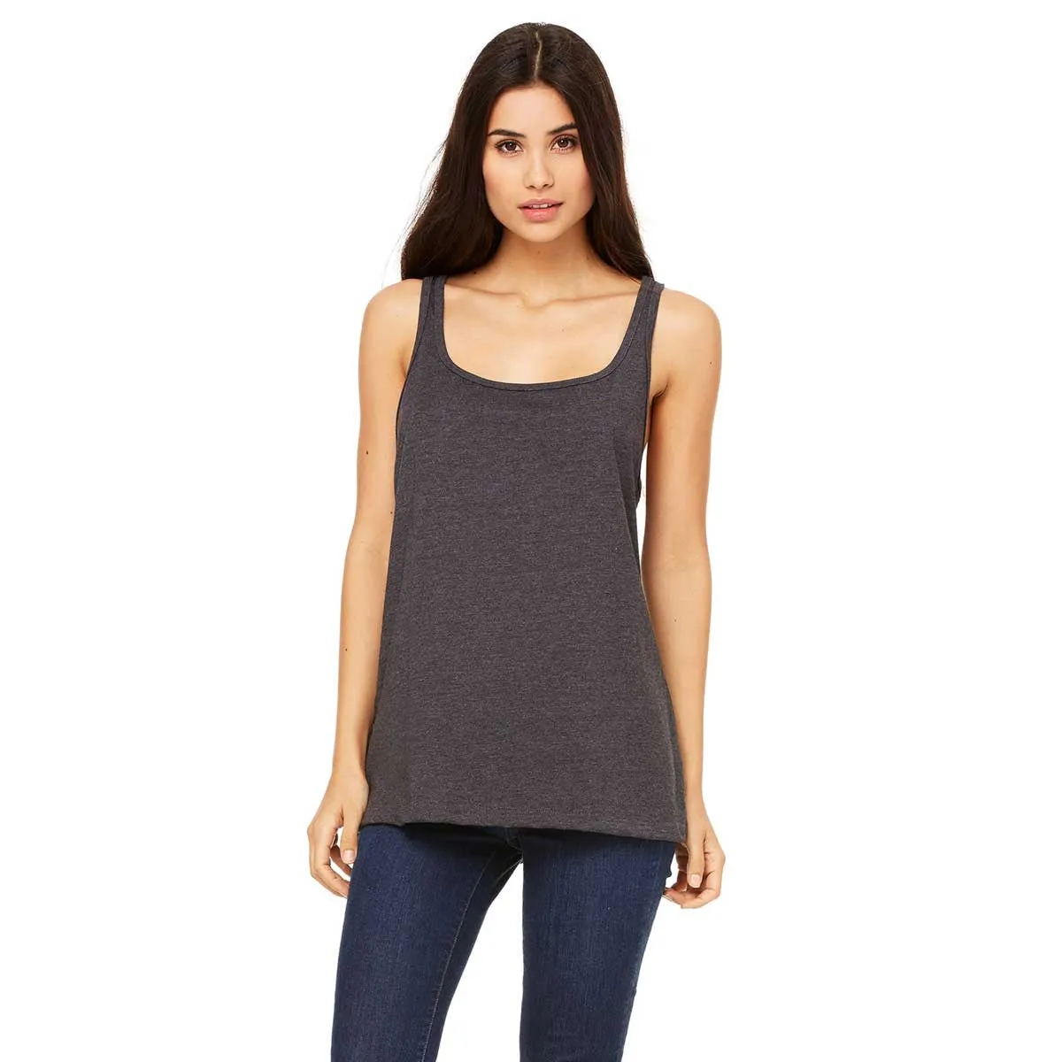 Bella   Canvas Women's Dark Grey Heather Relaxed Jersey Tank