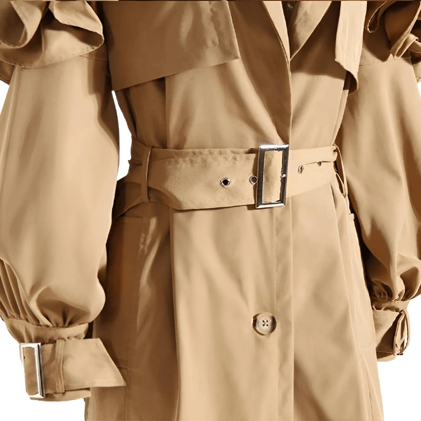 Black Khaki Long Trench Coat Women's Belt Elegant Chic Stylish Luxury Clothes Runway Fashion