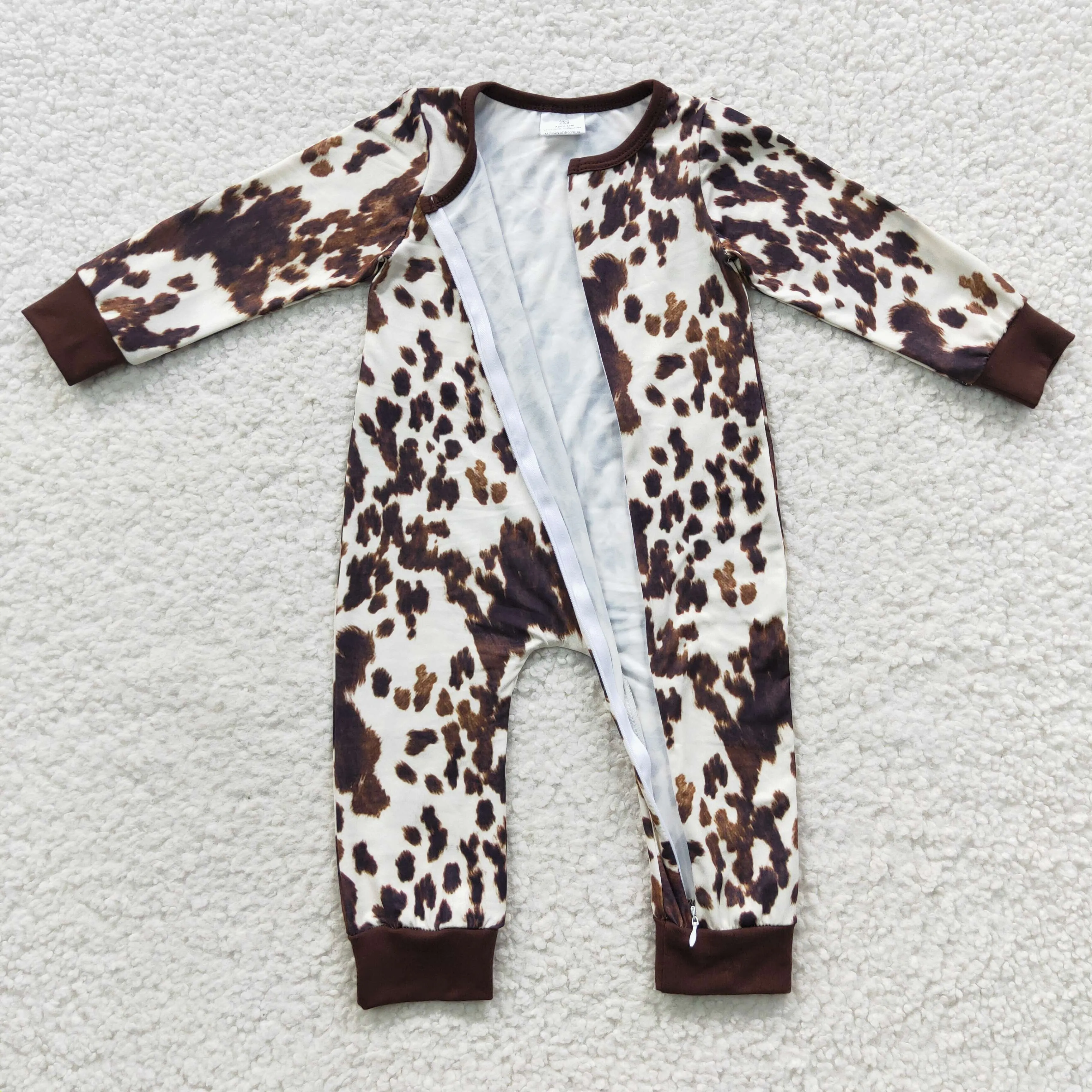 brown ink-dyeing autumn zipper onesie LR0308