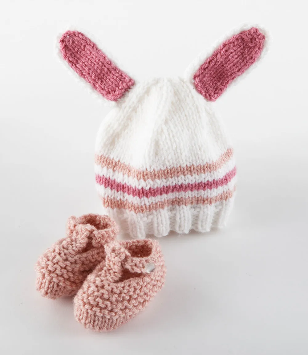 Bunny Hat and Booties Pattern (Knit)