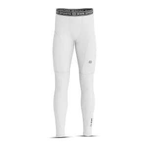 BWB Men's White Baselayer Compression Leggings