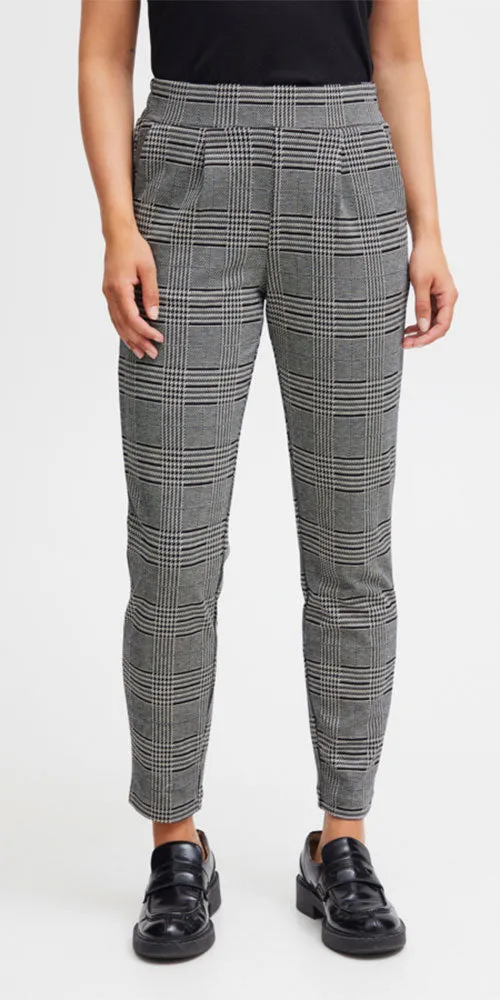 B.Young Flat Front Joggers, black check