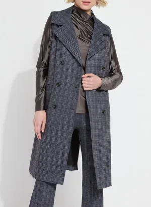 Cameron Ponte Sleeveless Coat | Wall Street Plaid