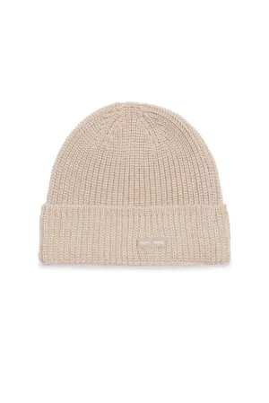 Canot turn-up hat - in purl knit (BEIGE)