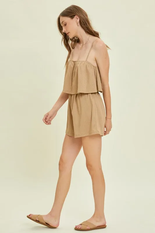 Caramel Crinkled Cami Romper