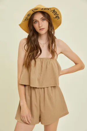 Caramel Crinkled Cami Romper