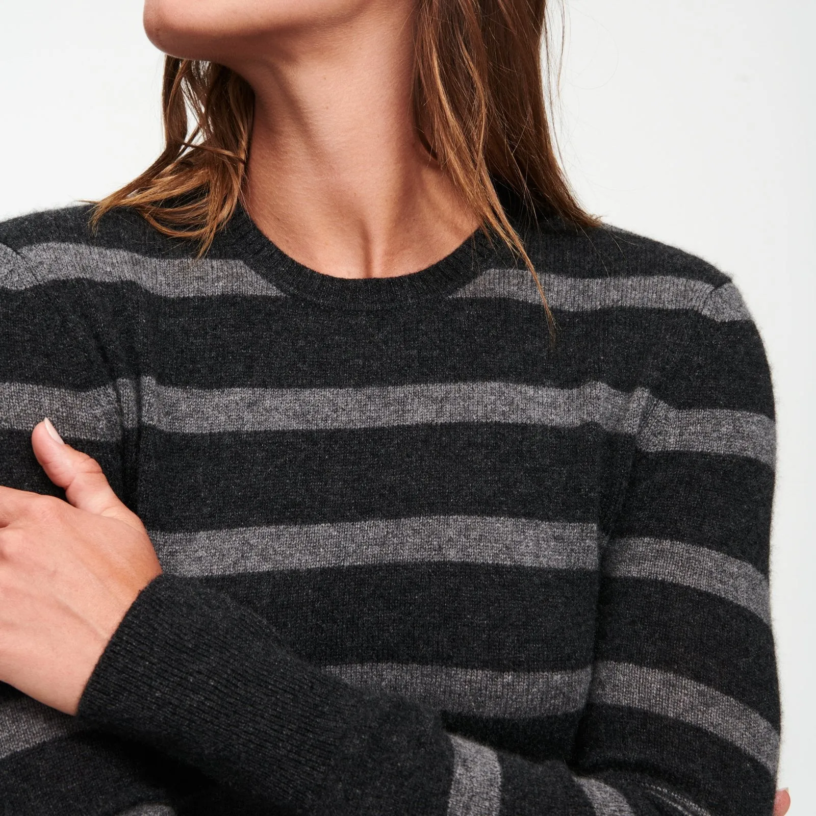 Cashmere Striped Crewneck Sweater