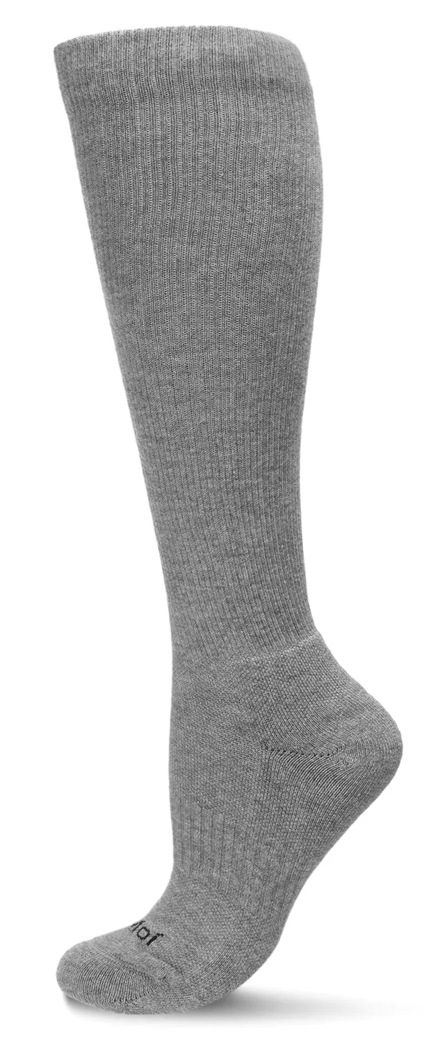 Classic Athletic Cushion Sole Compression Knee Socks -Grey -Large