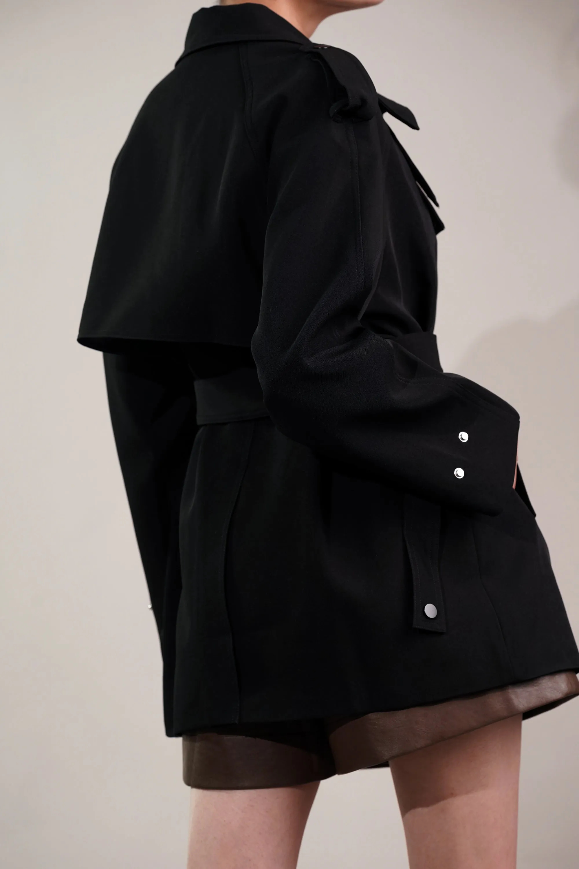 Coal Black Short Trench Coat