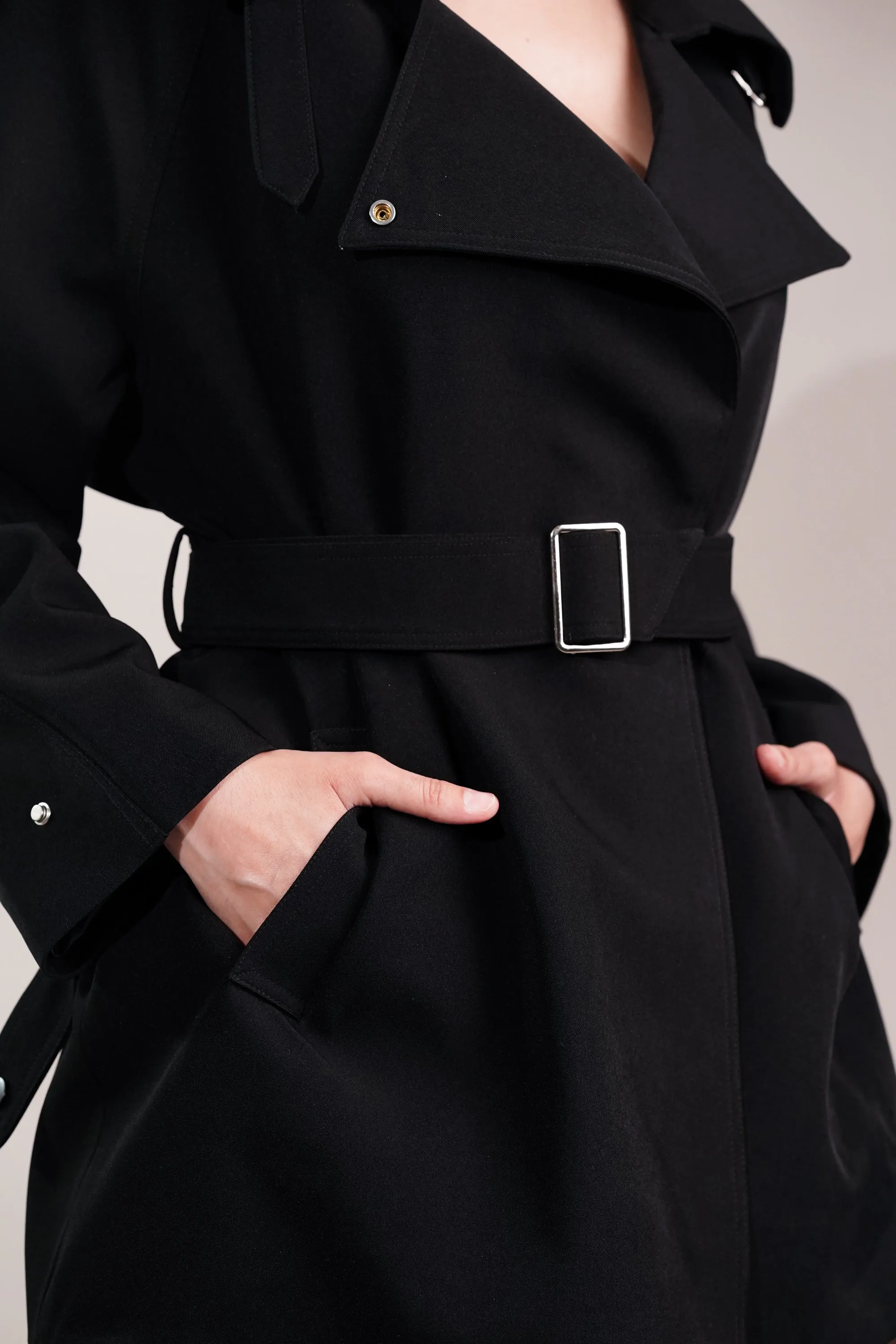 Coal Black Short Trench Coat