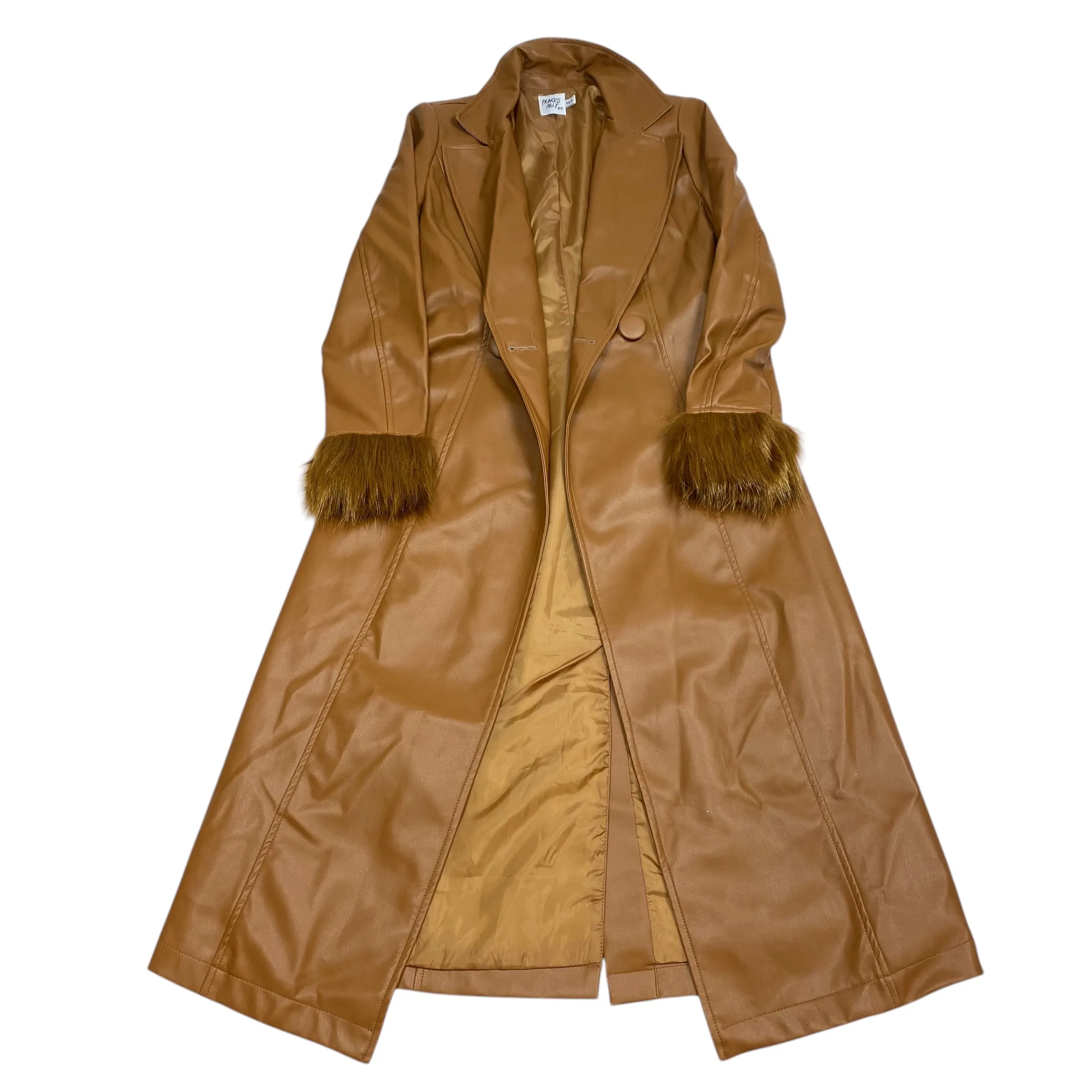 Coat Trench Coat By Princess Polly In Brown, Size: Xs