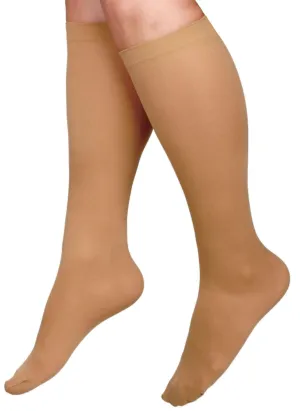 CURAD Knee-High Compression Hosiery with 15-20 mmHg, Tan, Size B, Regular