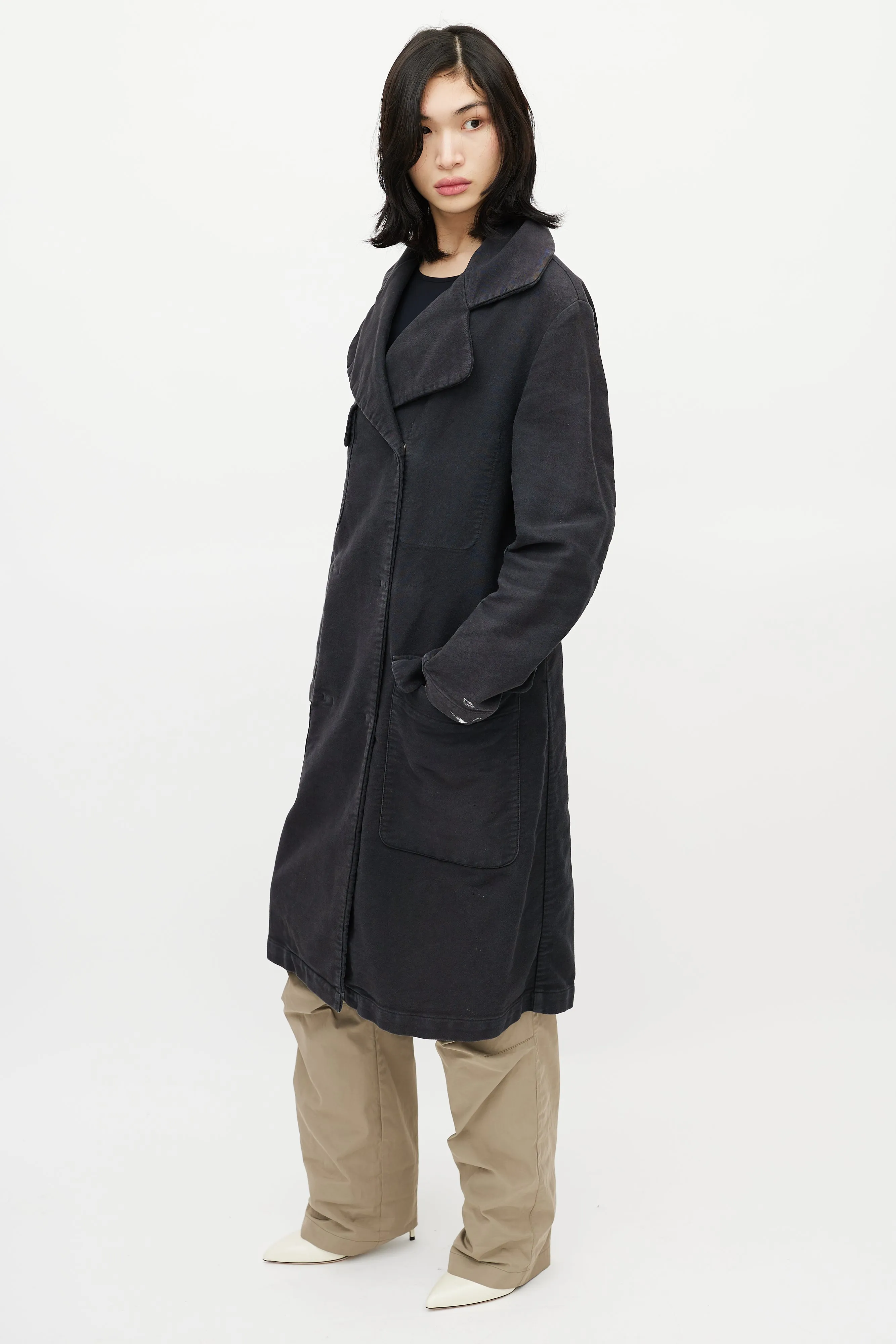 Dark Grey Canvas Trench Coat