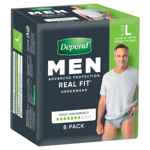 Depend Real Fit Incontinence Underwear Men Large 8 Pack