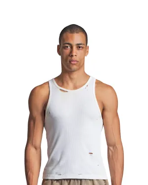 DIRTY RIBBED TANK TOP - WHITE