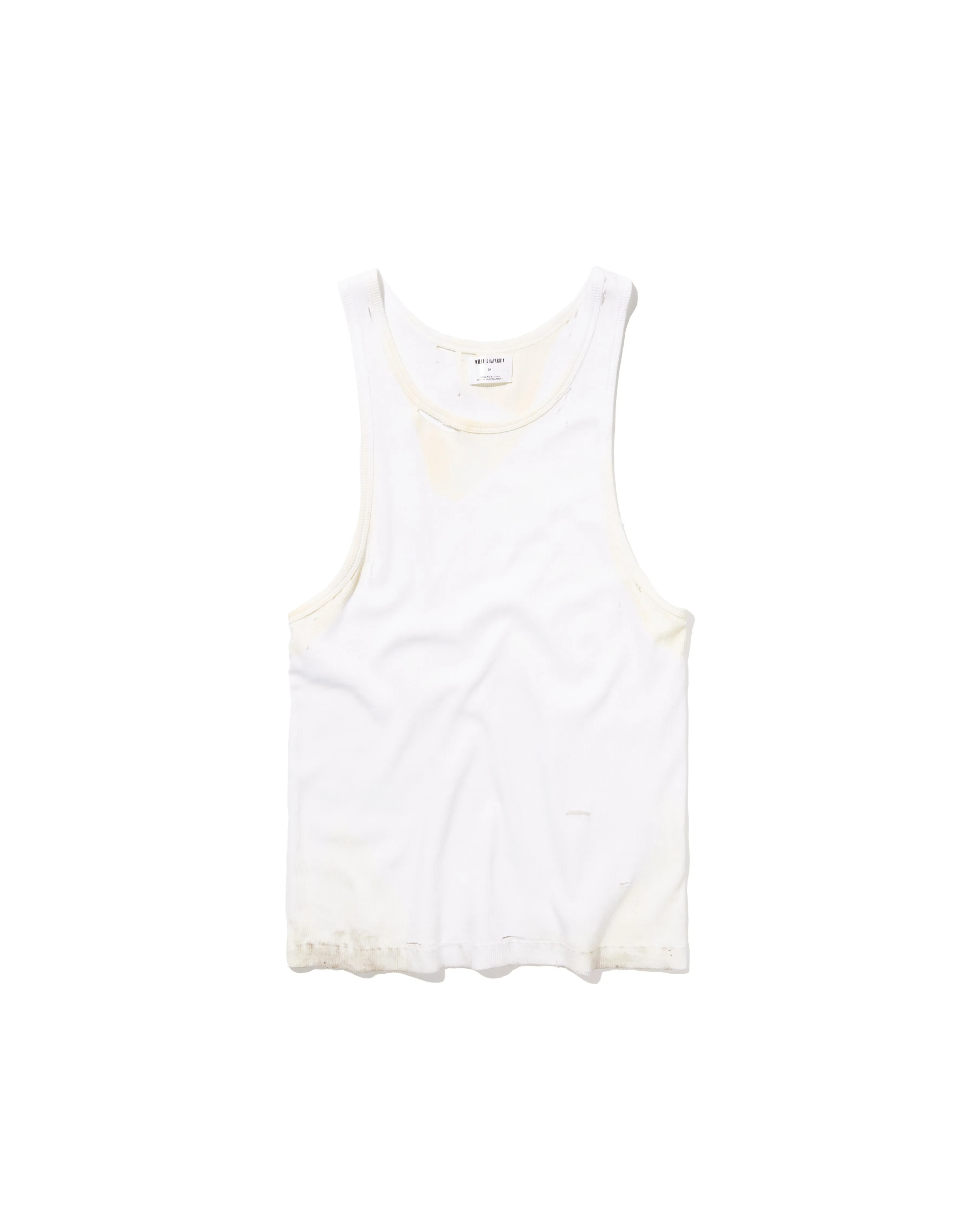 DIRTY RIBBED TANK TOP - WHITE