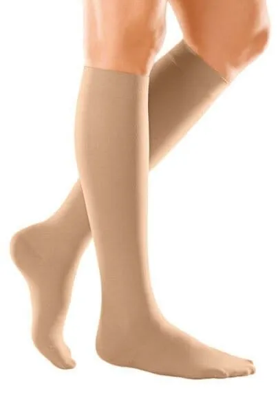 Duomed Soft Class 1 Closed Toe Below Knee Compression Stockings L Sand