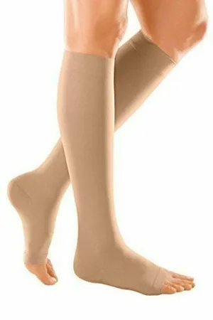 Duomed Soft Class 2 Below Knee Compression Stockings Open Toe Sand XL