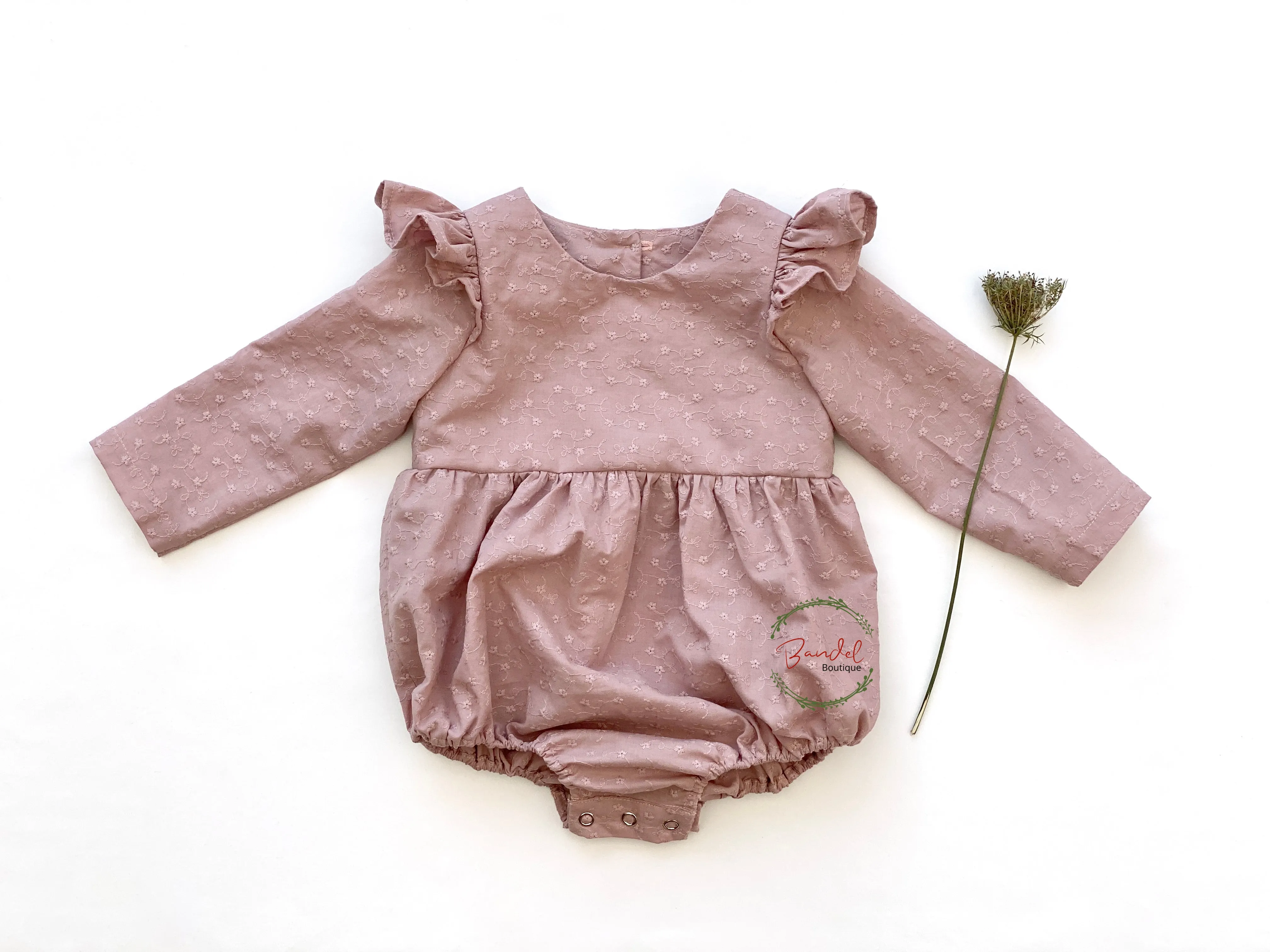 Embroidery Bubble Playsuit-Old Rose