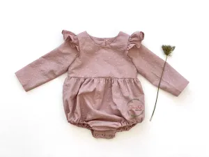 Embroidery Bubble Playsuit-Old Rose