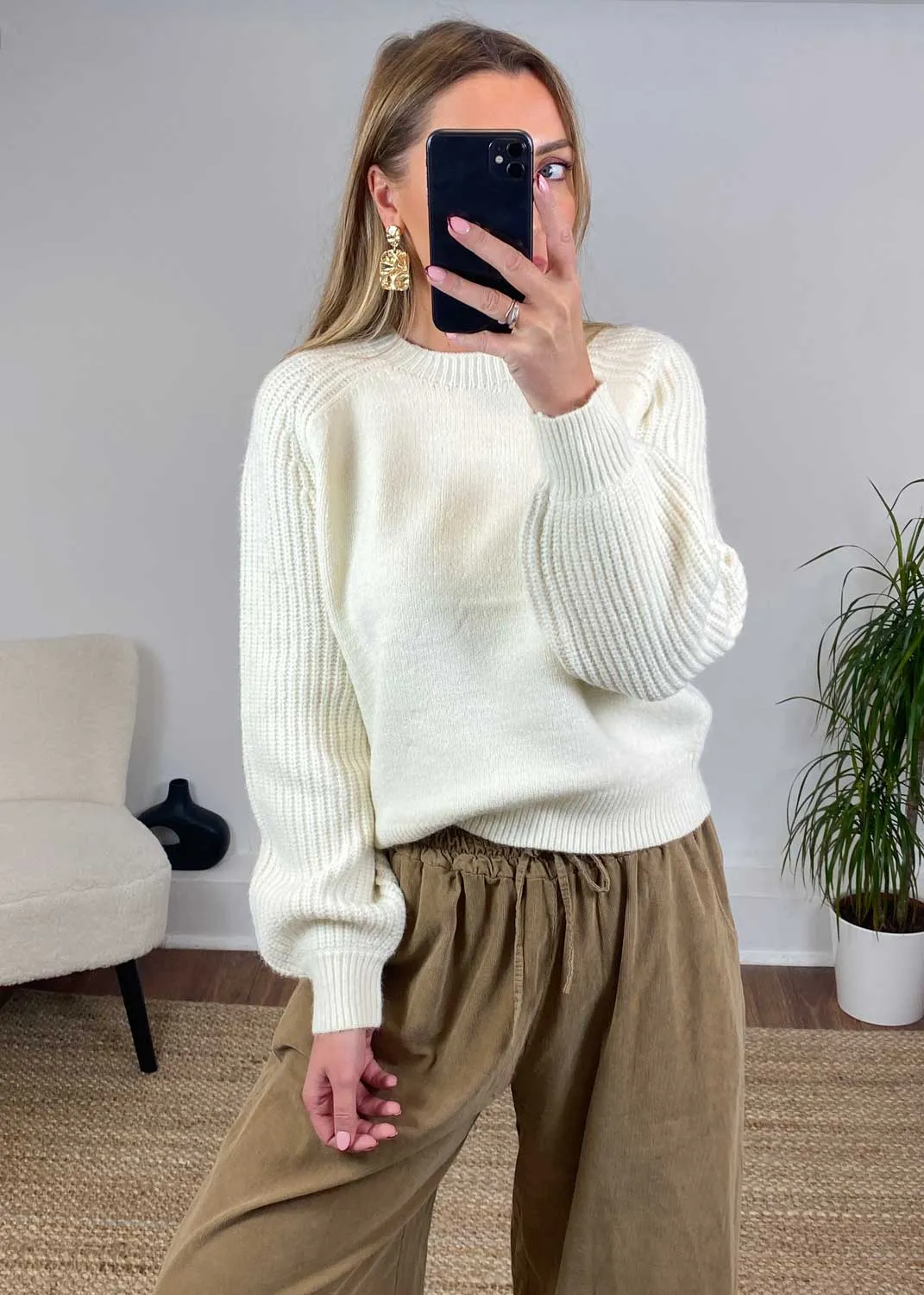 Enya Knitted Jumper in Cream