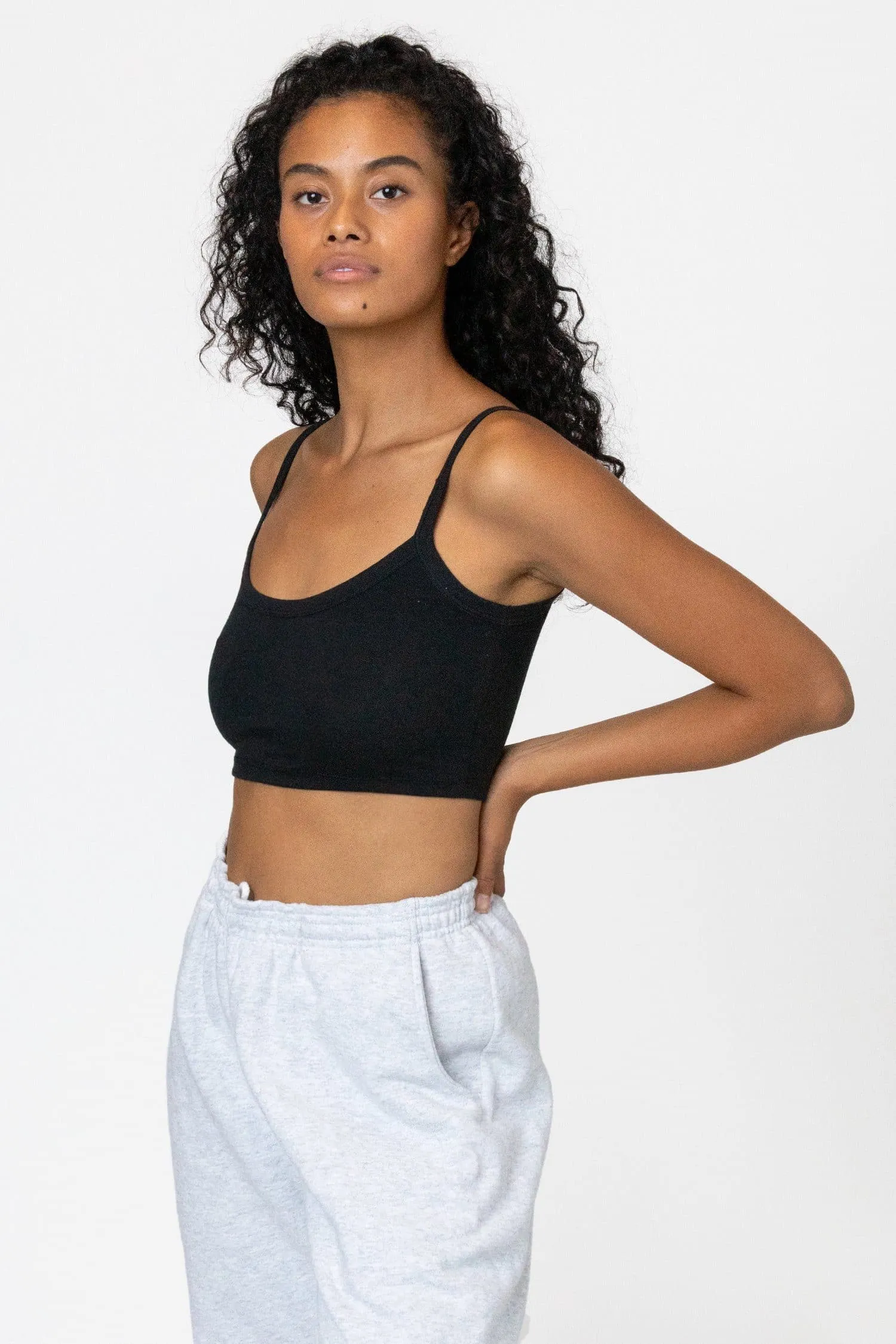 FF016 - Poly Cotton Cropped Spaghetti Tank Top