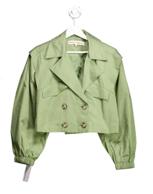 Free People Green Looking Glass Cropped Trench Coat UK S