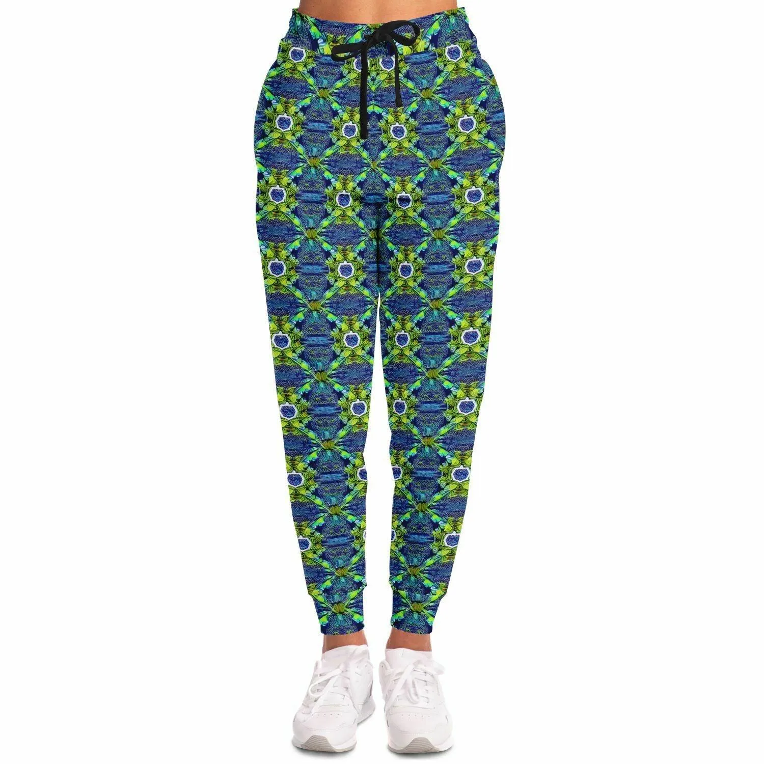 Green Funky Patterned Athletic Joggers: Bold & Durable High-Definition Wear