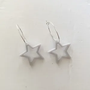 Grey outline star hoop earrings