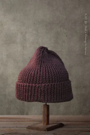 Hand Knit Beanie - Reddish Brown