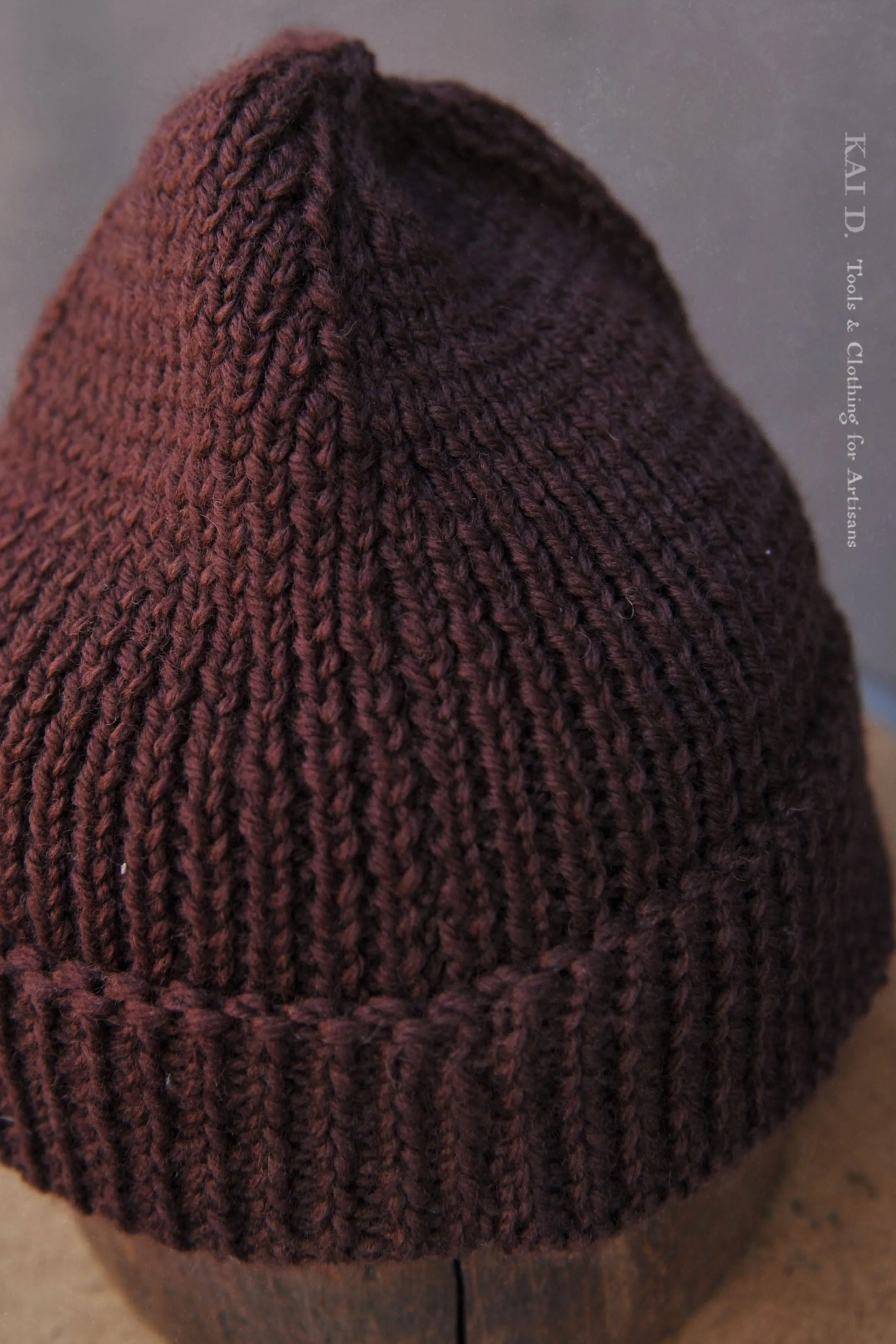 Hand Knit Beanie - Reddish Brown