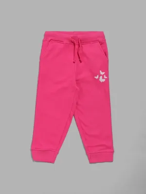 HOP Kids Fuchsia Plain Ribbed Joggers