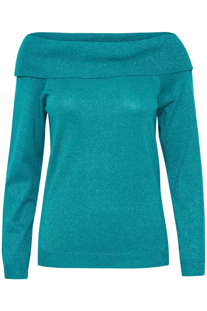 Ichi Mopaz Lurex Jumper-Harbour Blue-20122186