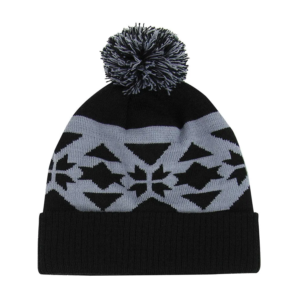 Jacquard Pom Beanie