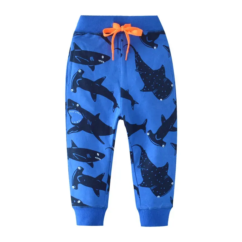 Jumping Meters 2-7T Boys Girls Sweatpants Trousers Autumn Spring Dinosaur Drawstring Baby Trousers Pants Sport Harm Kids Pants